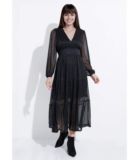 Robe longue en voile effet pailleté