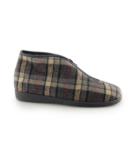 Sleepers Mens Jed II Thermal Zip Check Bootee Slippers (Grey) - UTDF834