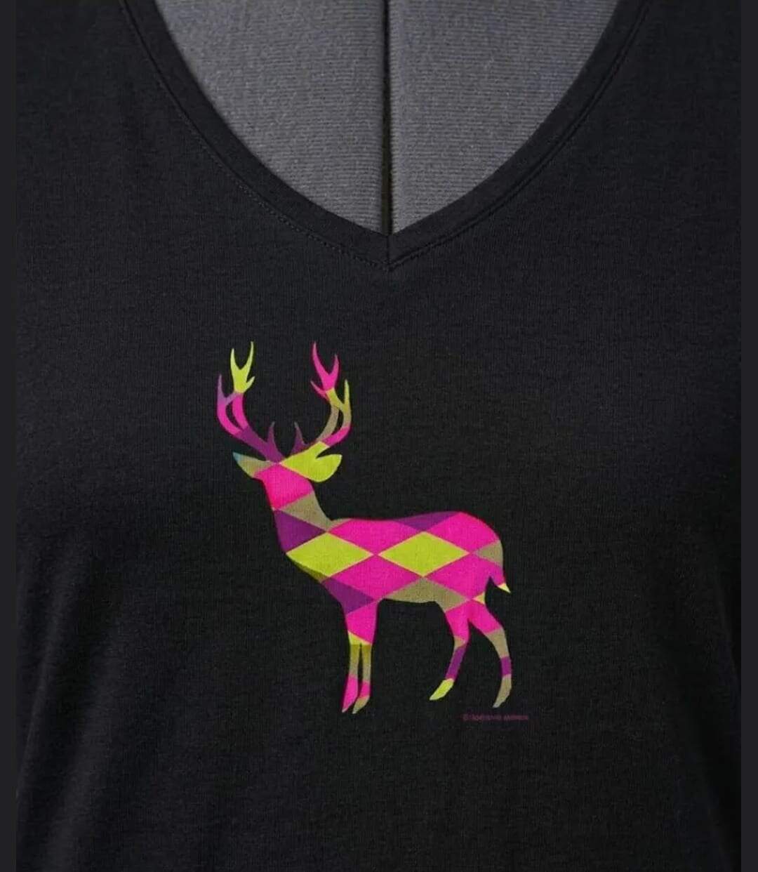 Mayflower NICO2 : Tee-shirt manches longues noir en coton avec sérigraphie motif cerf-4