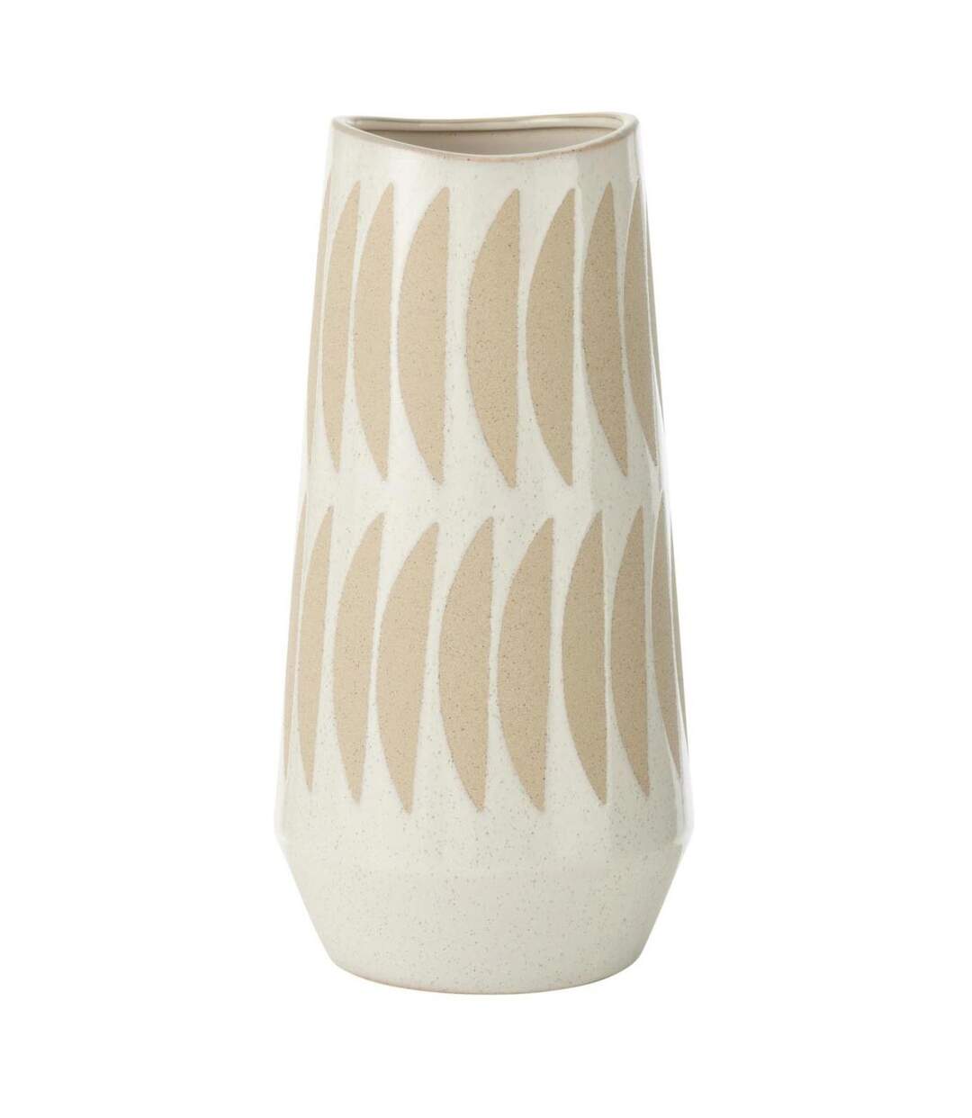 Vase Déco en Grès Kai 40cm Beige & Blanc-1