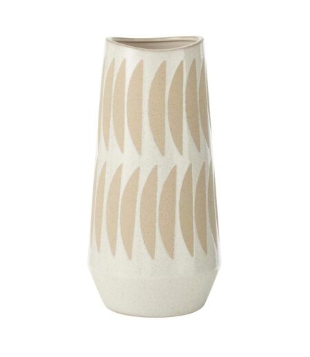 Vase Déco en Grès Kai 40cm Beige & Blanc
