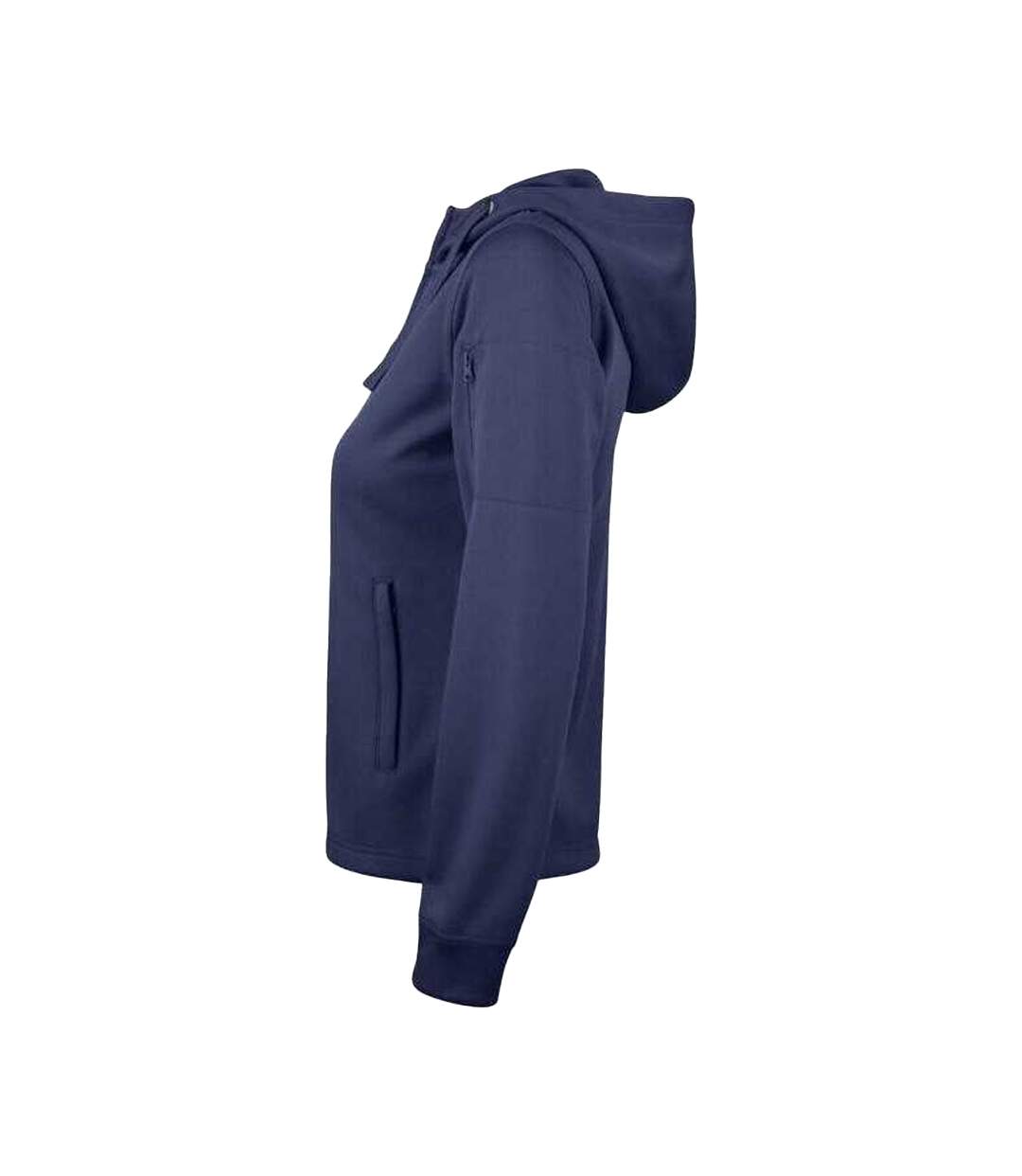 Womens/ladies Basic Full Zip Hoodie Dark Navy Clique-3