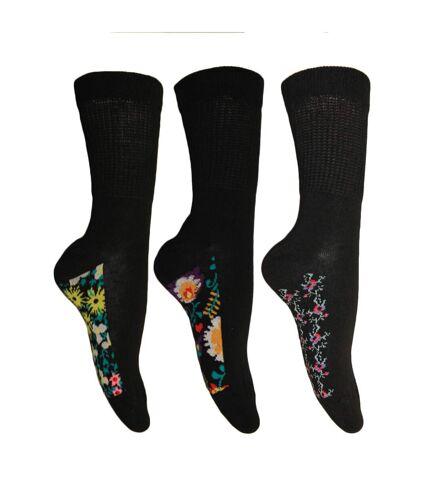 Simply Essentials Womens/Ladies Floral Extra Wide Diabetic Socks (Pack Of 3) () - UTUT1556