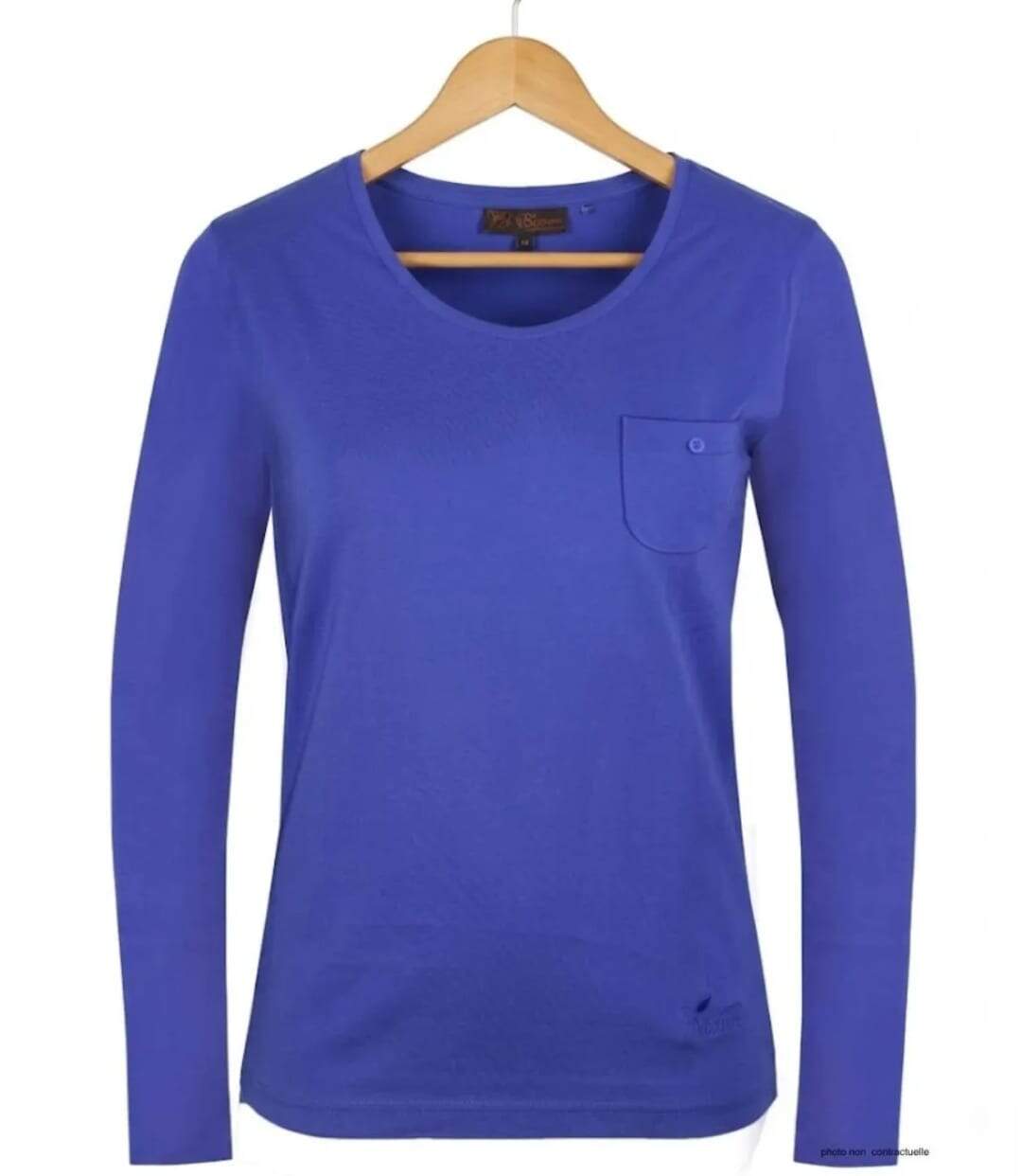 MAYFLOWER NINJA3 : Tee-shirt manches longues bleu roi uni en pur coton-2