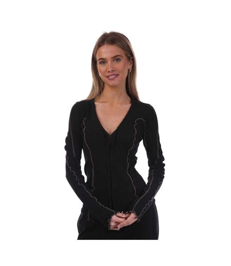 Womens/ladies T-ribas Scalloped Edge Top Black Diesel