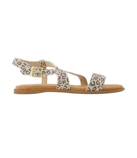Womens/ladies March Leather Sandals Oatmeal Toms