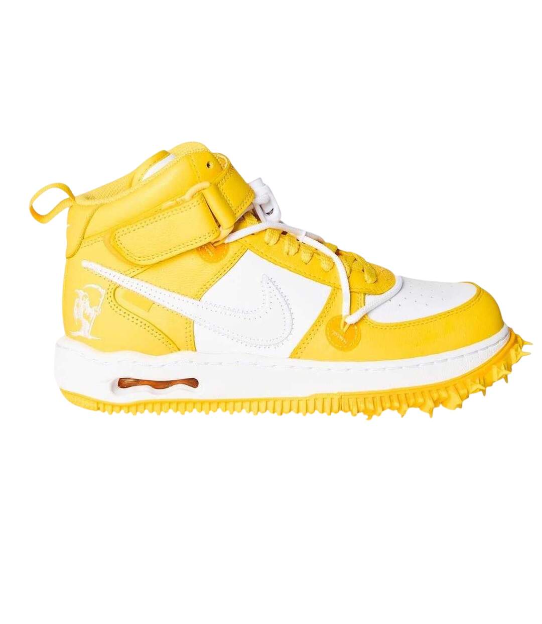 Unisex Adult Off White Leather High Top Trainers Yellow White Nike-1
