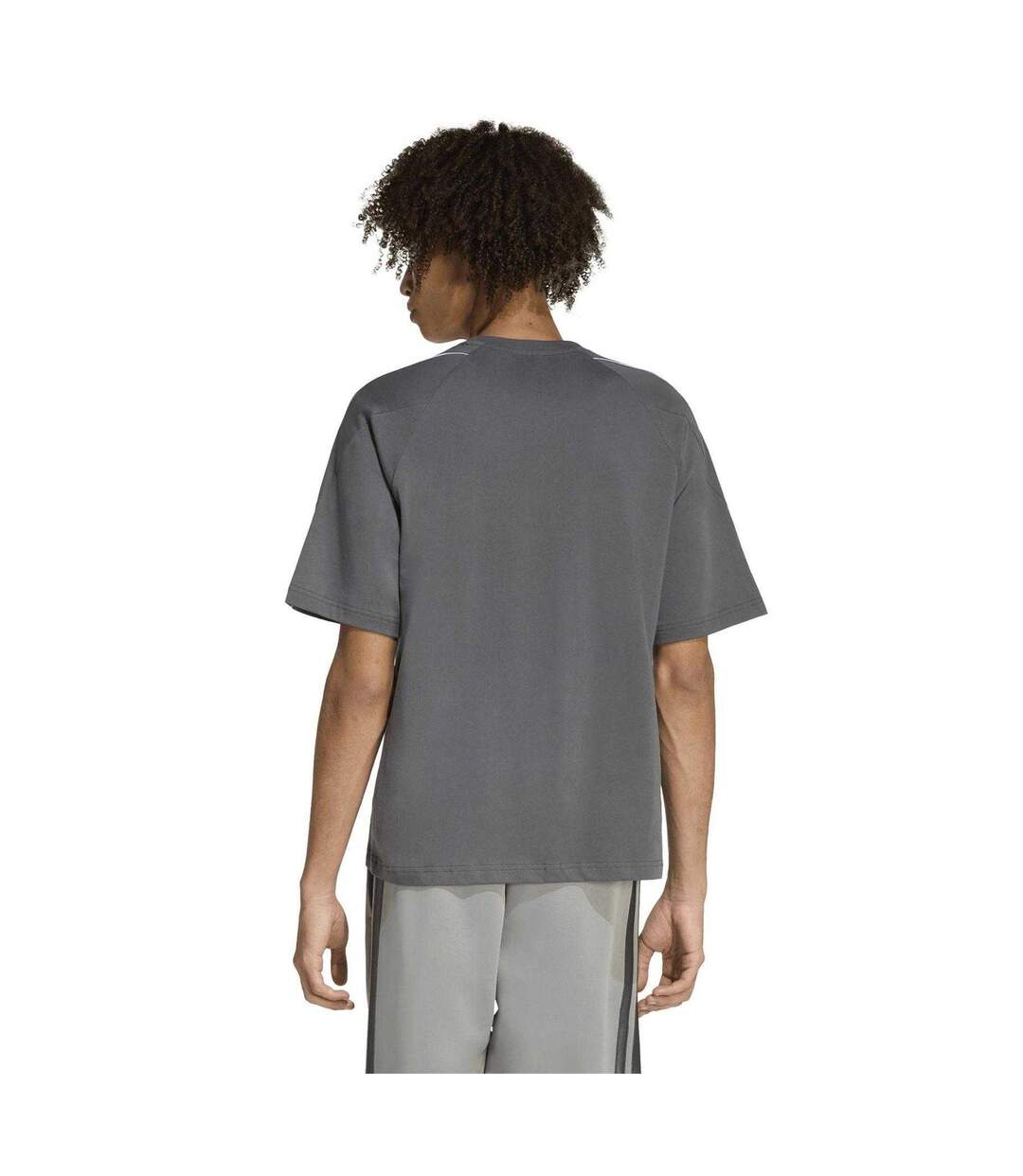 T-shirt Motif/style Passepoil Contrasté Homme Gris Bleu Adidas-2