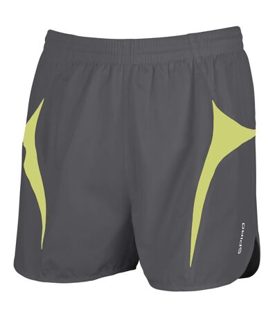 Spiro Mens Sports Micro-Lite Running Shorts (Grey/Lime)