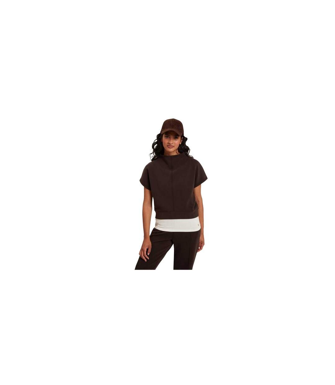 Womens/ladies Plain Boxy Sleeveless T-shirt Dark Brown Ted Baker-1