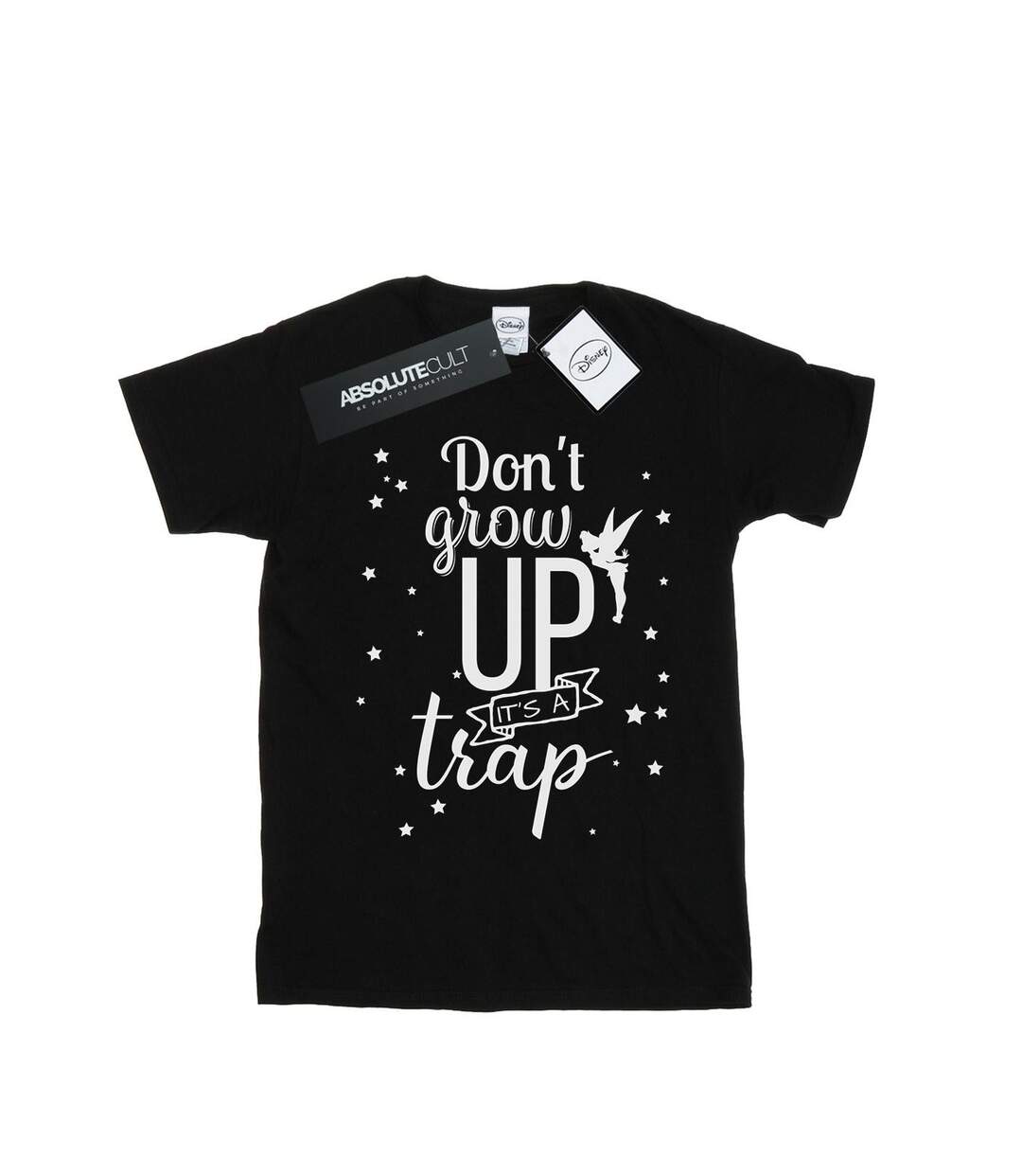Disney Womens/Ladies Tinker Bell Don't Grow Up Cotton Boyfriend T-Shirt (Noir) - UTBI46446-1