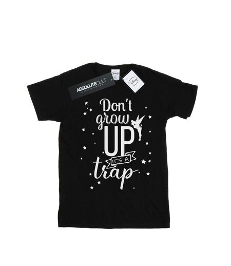 Disney Womens/Ladies Tinker Bell Don't Grow Up Cotton Boyfriend T-Shirt (Noir) - UTBI46446
