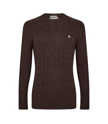 Mens Marlow Cable Knit Merino Wool Jumper Black Coffee Jack Wills