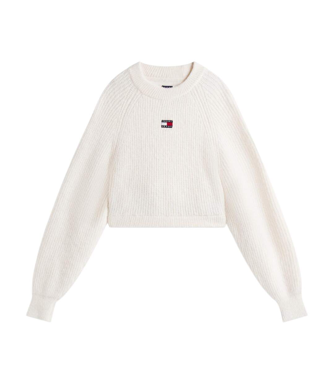 Womens/ladies Badge Raglan Long-sleeved Sweater Top Antique White Tommy Jeans-2
