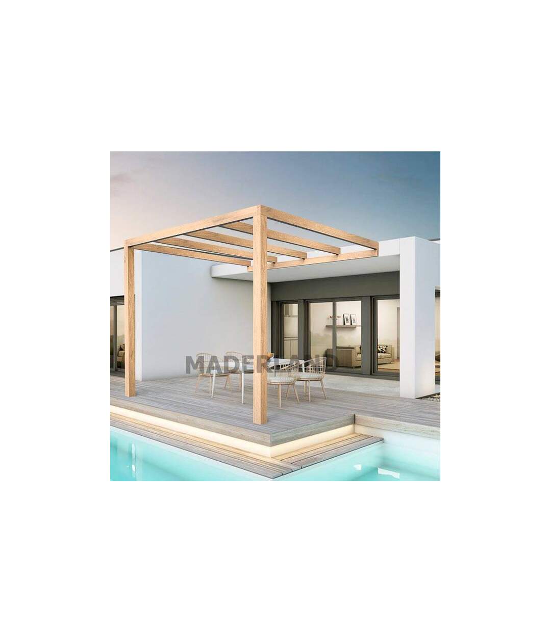 Pergola accolée en bois lamellé-collé Burgos 300 x 300 cm