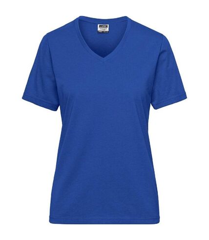 T-shirt de travail Bio col V - Femme - JN1807 - bleu roi