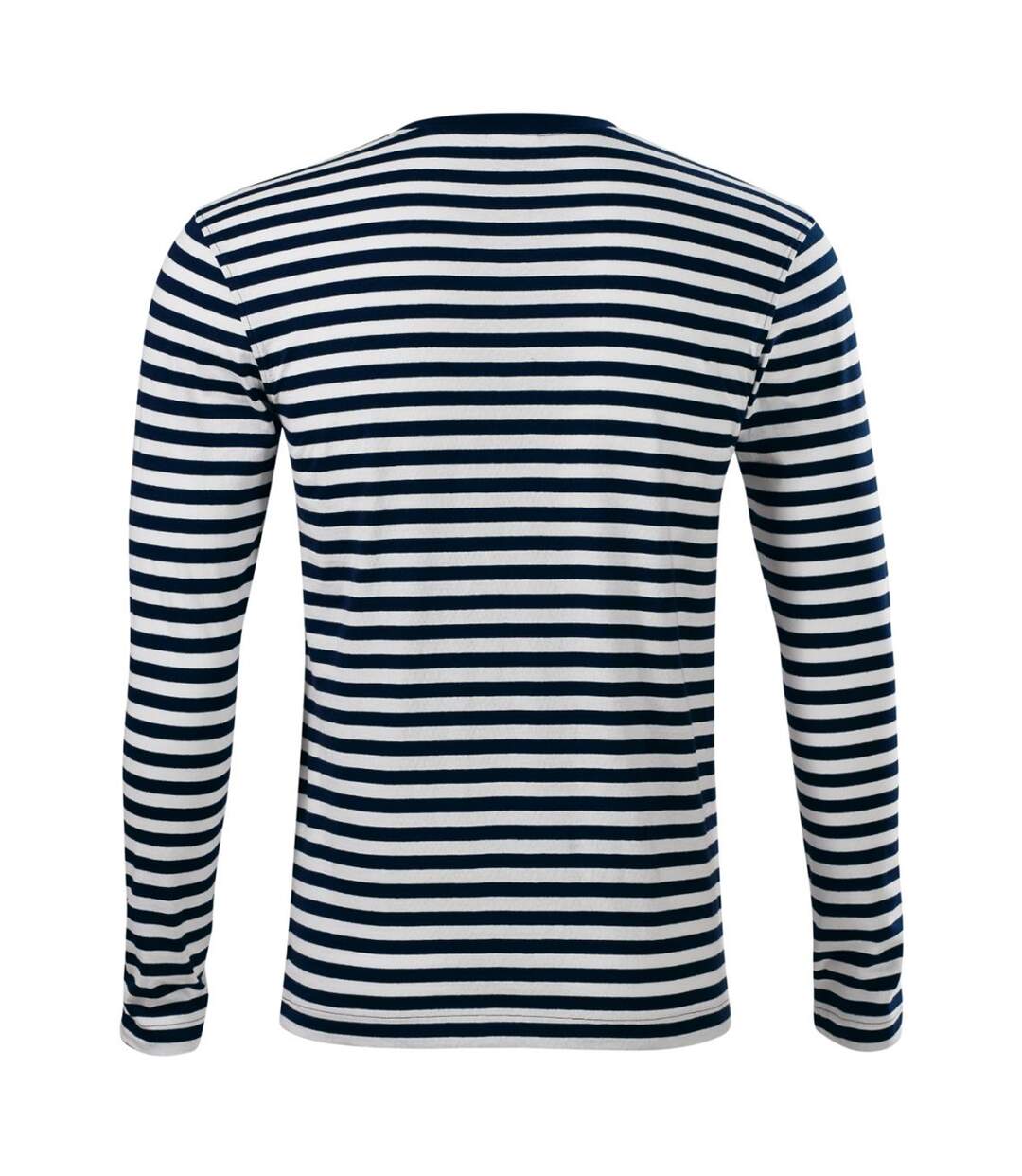 T-shirt Manches Longues Motif/style Rayé Sailor Homme Bleu Marine Foncé Malfini-2