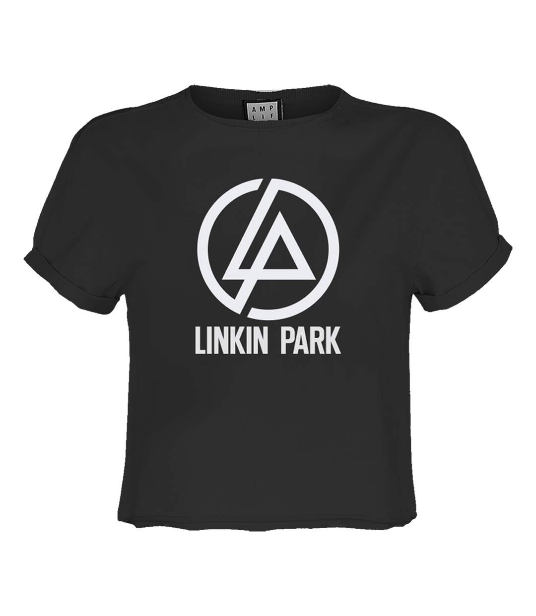 Womens/ladies Circle Logo Linkin Park Crop Top Charcoal Amplified-1