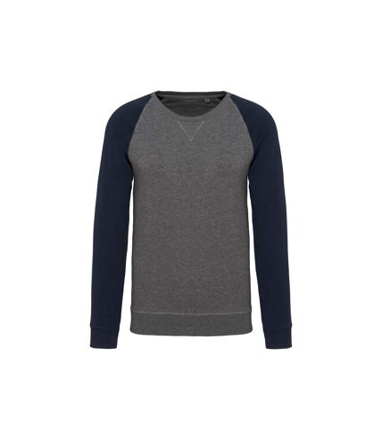 Kariban Mens Organic Two-Tone Sweatshirt (Gray Heather/Navy)