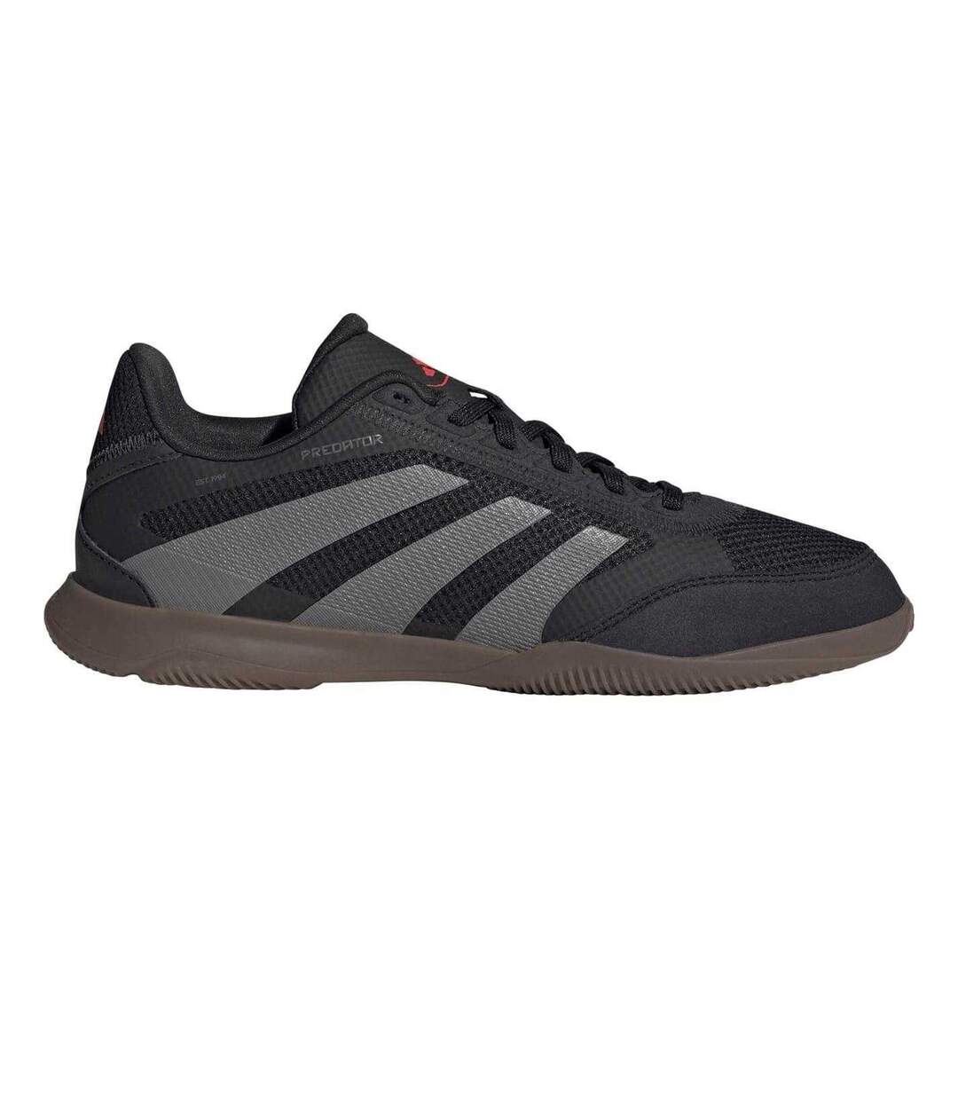 Childrens/kids Predator League 3 Stripes Suede Lace Up Trainers Black Grey Red Adidas-1