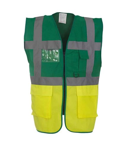 Unisex adult executive hi-vis waistcoat paramedic green/yellow Yoko