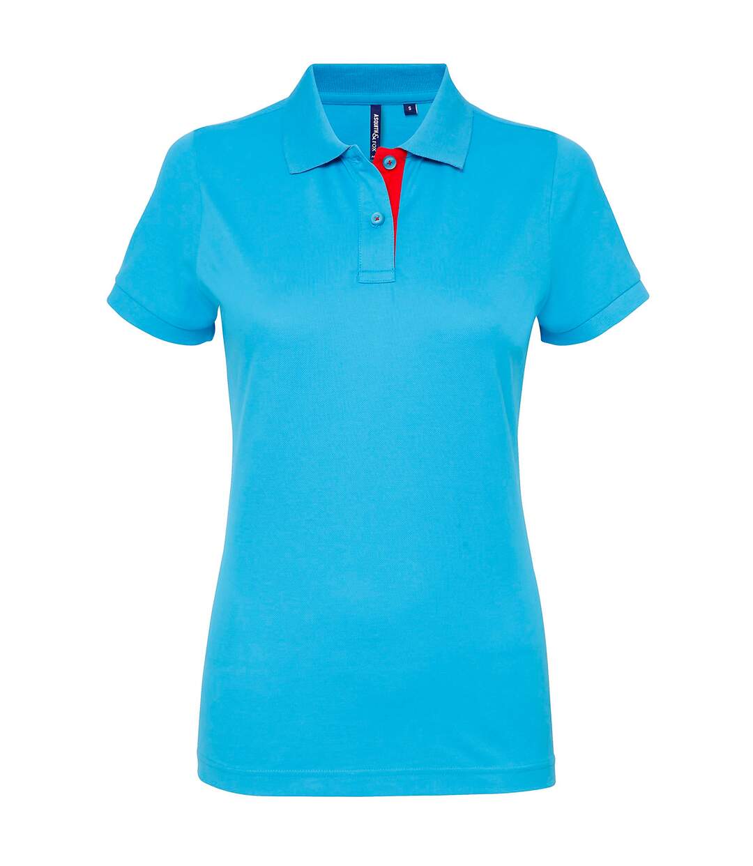 Asquith & Fox Womens/Ladies Short Sleeve Contrast Polo Shirt (Turquoise/ Red) - UTRW5353