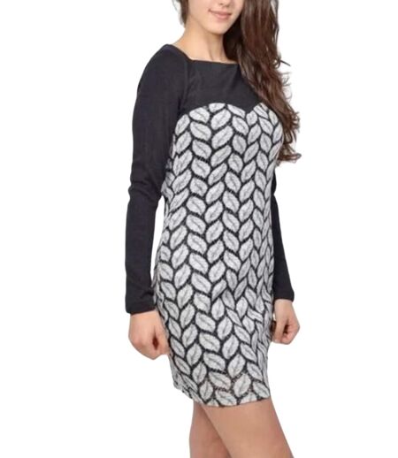 Robe femme manches longues de couleur noir -  Elégante et effet de transparence