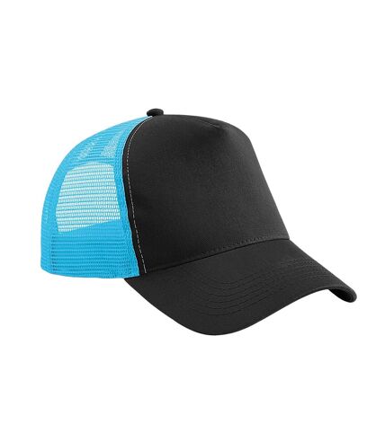 Beechfield Unisex Adult Snapback Trucker Cap (Black/Surf Blue)