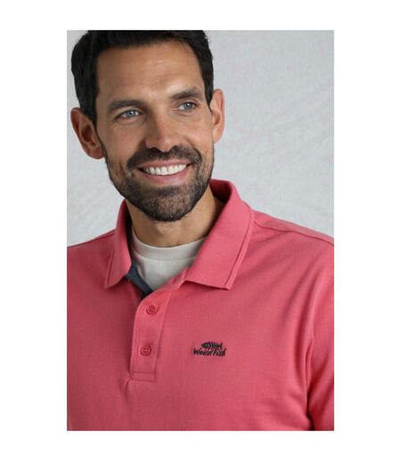 Mens miles pique organic polo shirt dark pink Weird Fish