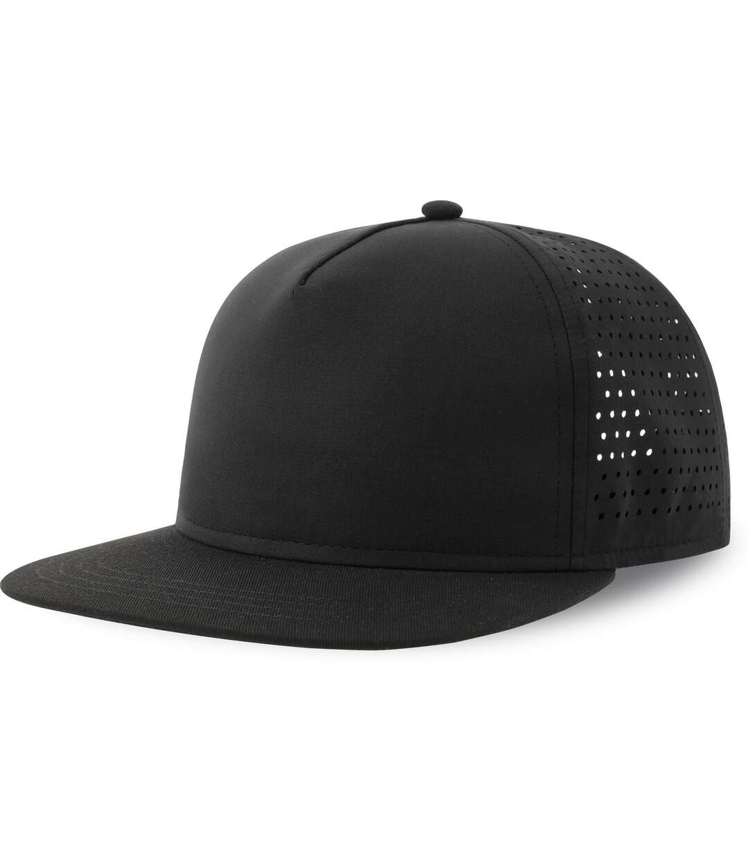 Unisex adult bank 5 panel recycled snapback cap black Atlantis-3