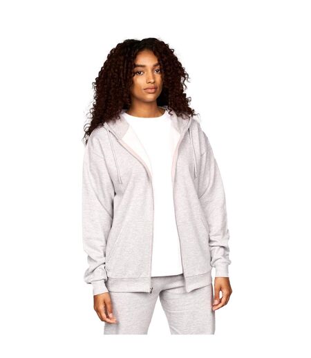 Womens/ladies fabrica full zip hoodie grey marl Juice