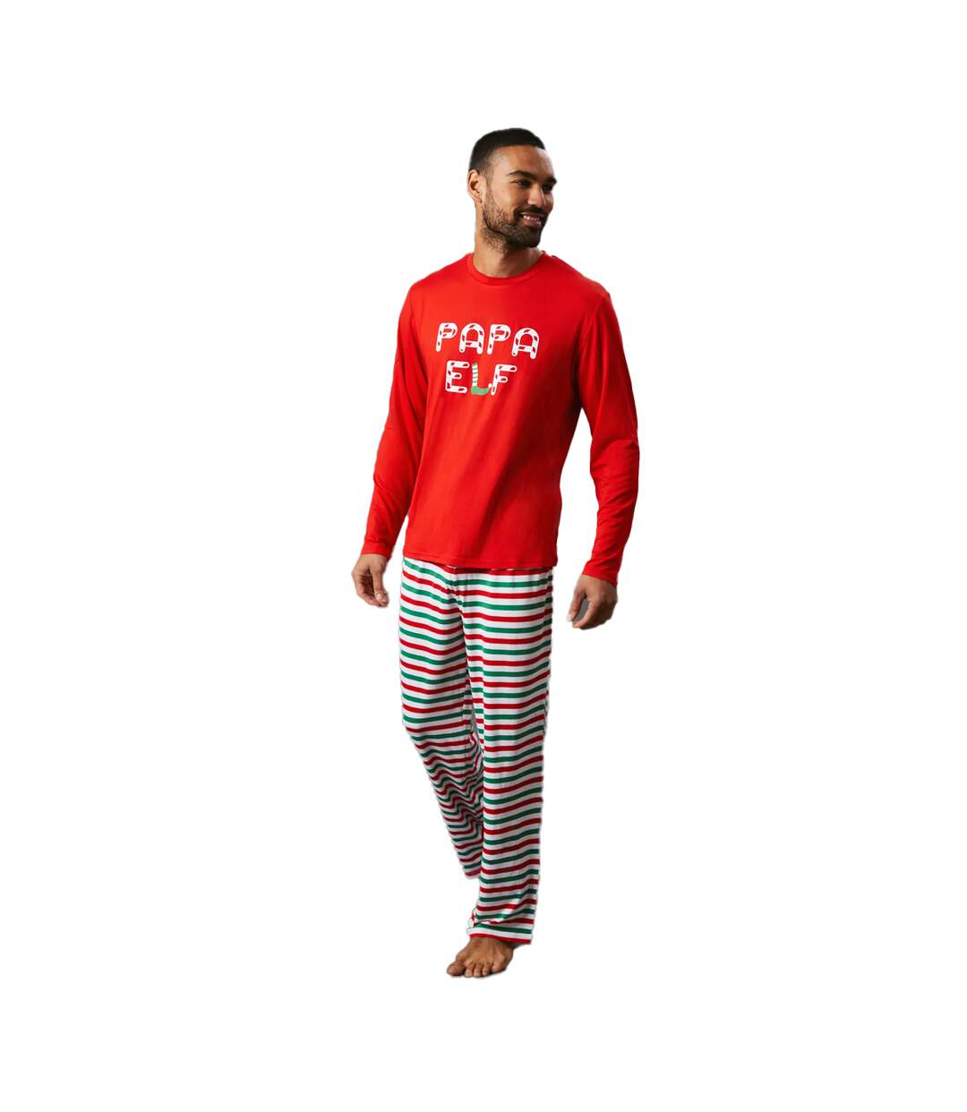 Ensemble de pyjama long papa elf homme rouge Maine-3