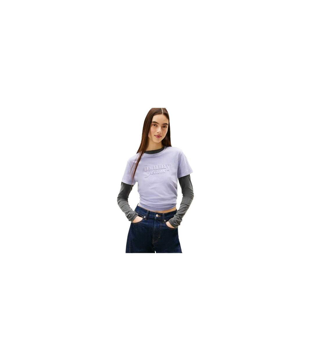 T-shirt Manches Courtes Motif/style Texte Femme Bleuet Crépuscule Tommy Jeans-1