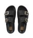 Womens/ladies Double Strap Flat Sandals Black Biba-3
