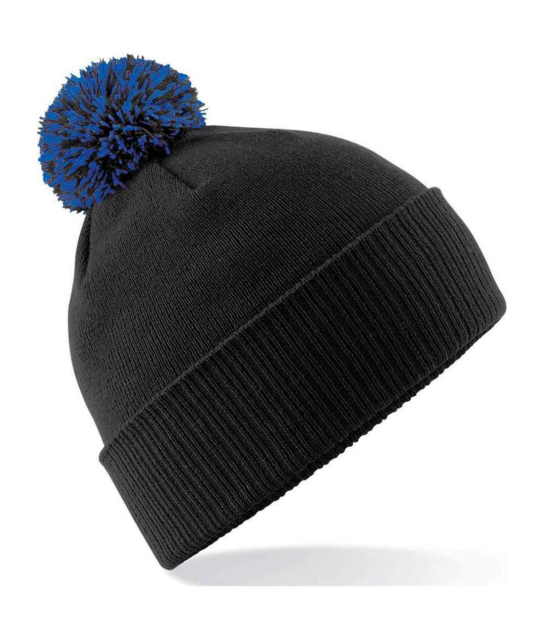 Bonnet snowstar adulte noir / bleu roi vif Beechfield-1