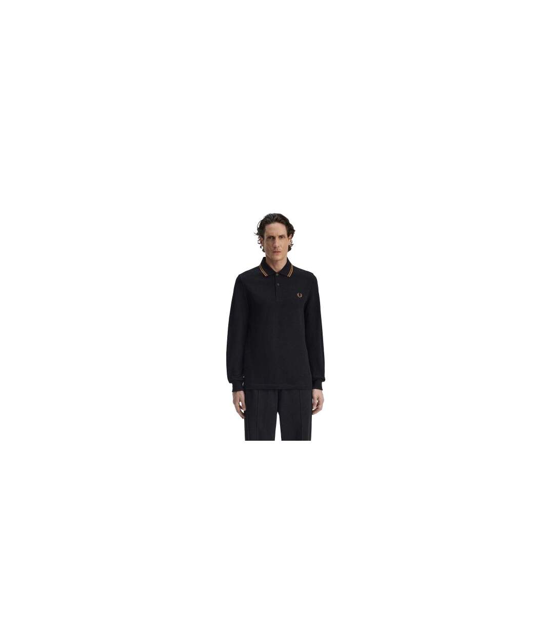 Mens Long-sleeved Polo Shirt Black Fred Perry-1