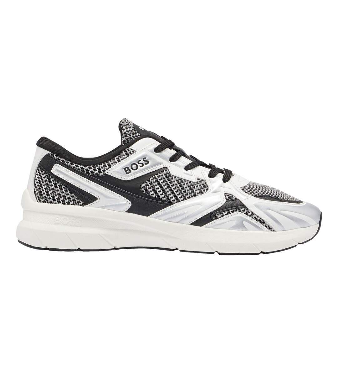 Mens Owen Running Trainers Quicksilver Silver Black Boss-3