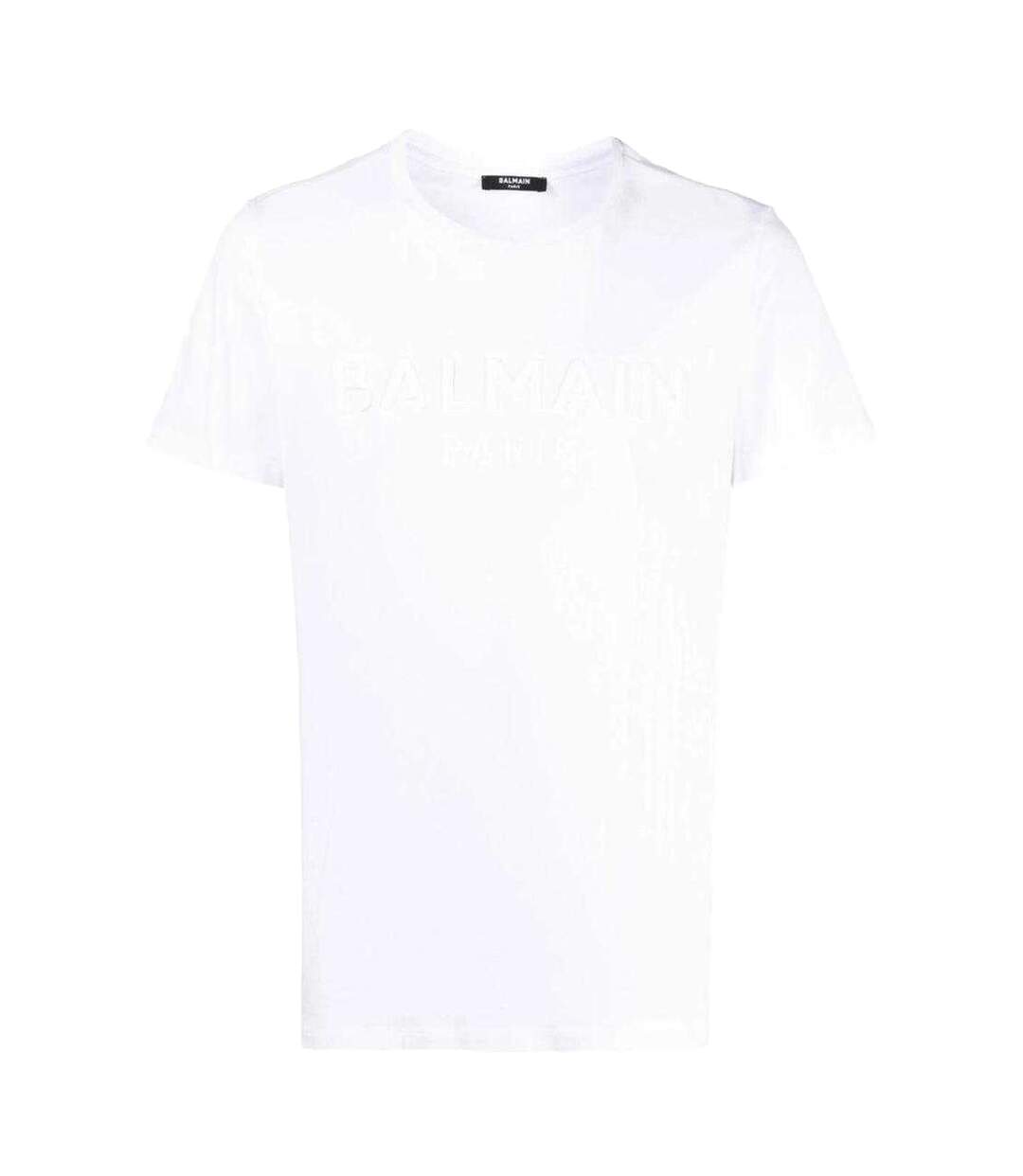 Mens Paris Embossed Logo T-shirt White Balmain-1