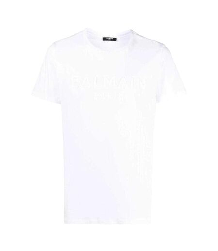 Mens Paris Embossed Logo T-shirt White Balmain
