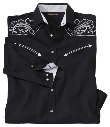 Men's Black Cowboy-Style Shirt