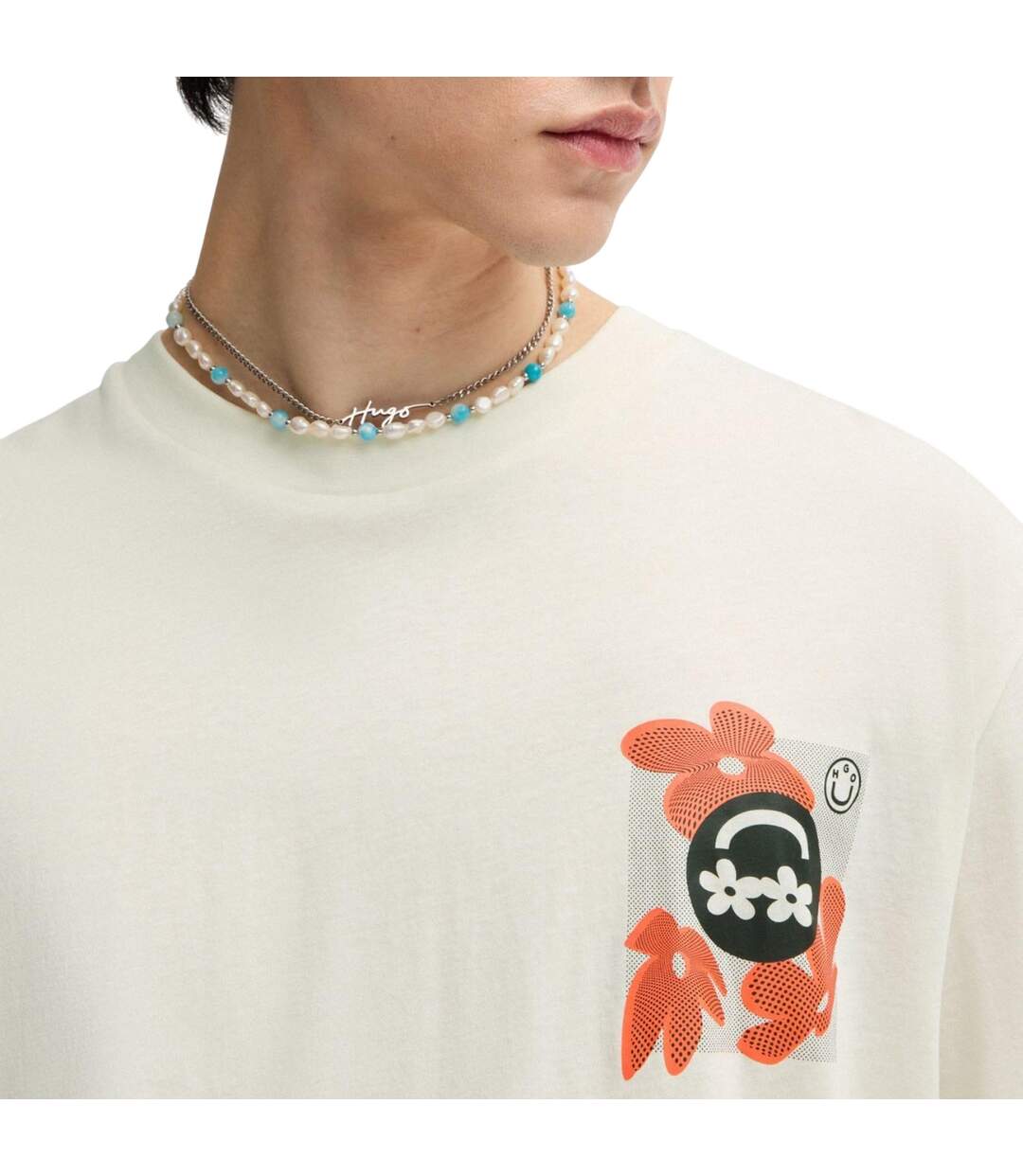 T-shirt Style Logo Nufloro Homme Blanc Hugo-4
