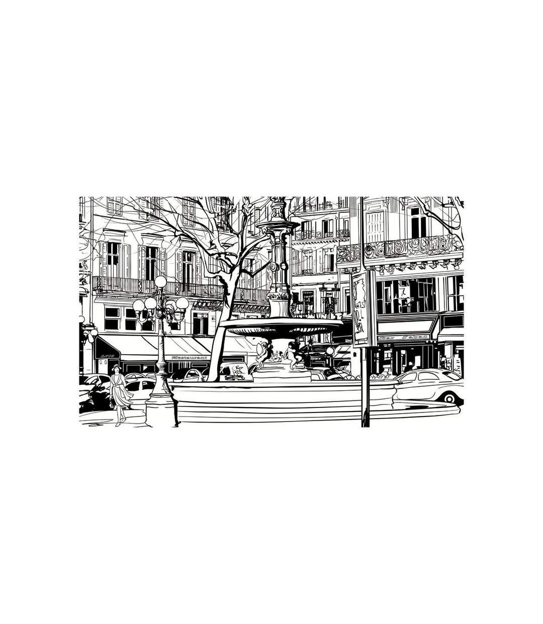 Papier Peint Sketch of Parisian Fountain II 270x450cm-2