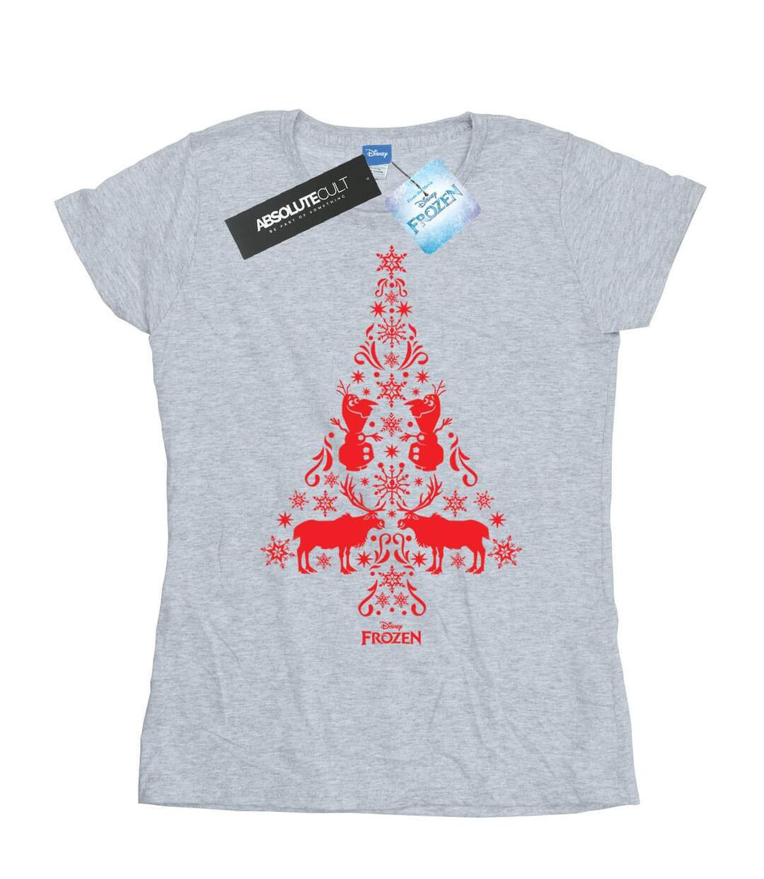 Disney Femme/Les femmes - T-shirt en coton avec arbre de Noël Frozen (Gris sportif) - UTBI21924-1