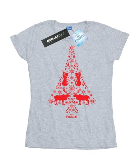 Disney Femme/Les femmes - T-shirt en coton avec arbre de Noël Frozen (Gris sportif) - UTBI21924