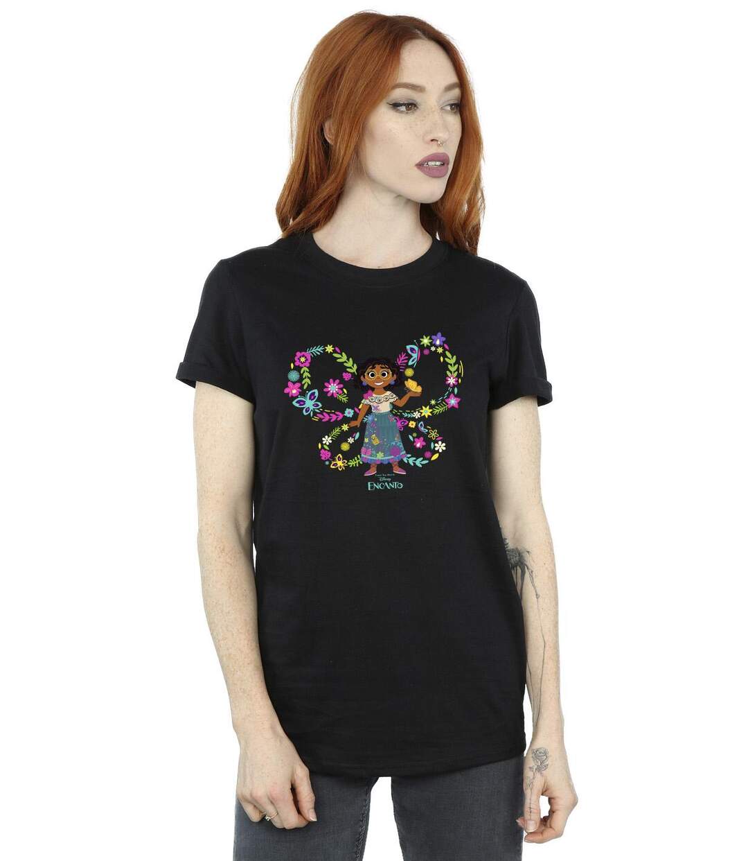 Disney Encanto Mirabel Butterfly Cotton Boyfriend T-Shirt Femme/Ladies (Noir) - UTBI22393-2