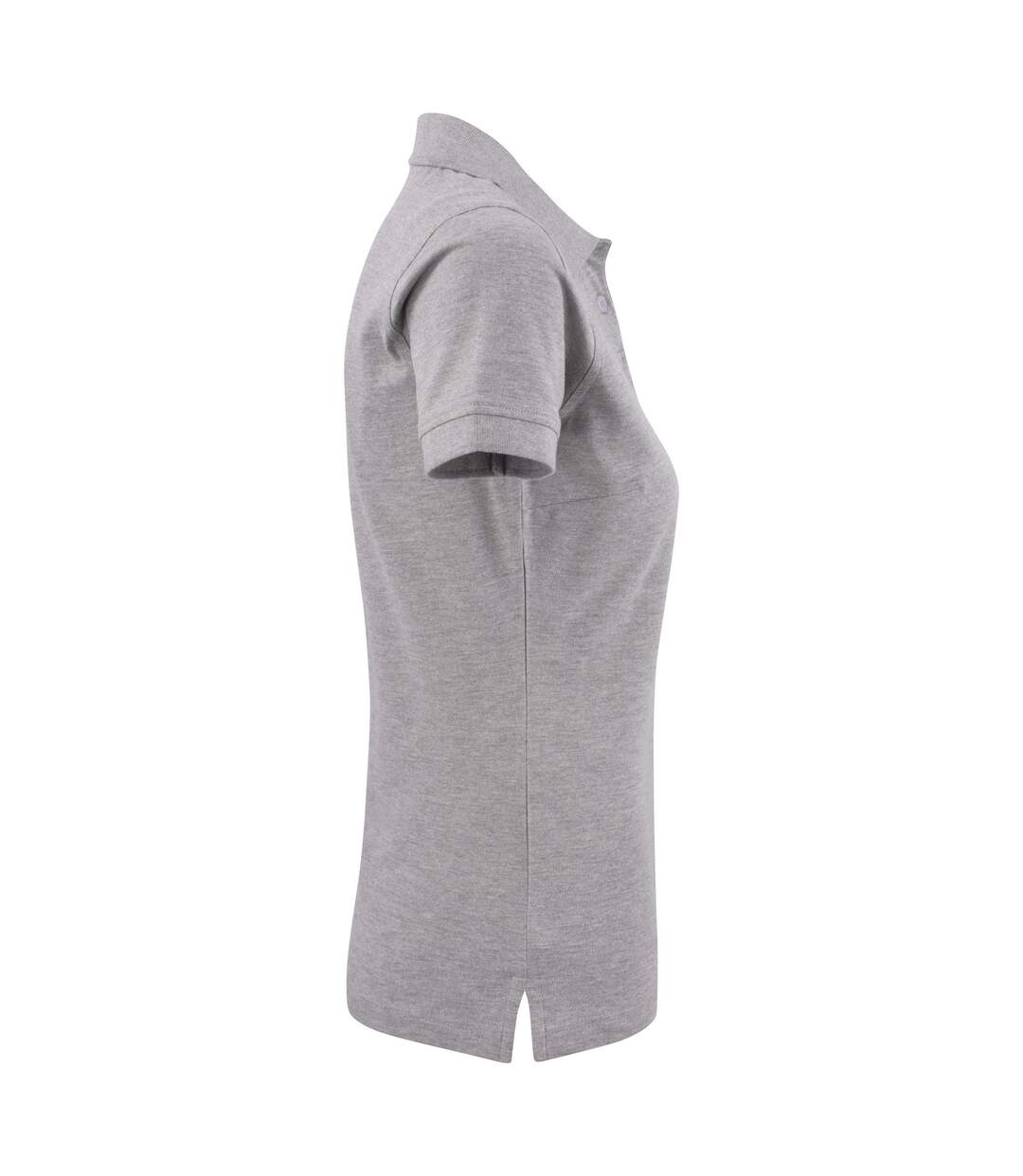 Womens/ladies Stretch Polo Shirt Grey Melange Printer-3