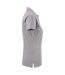 Womens/ladies Stretch Polo Shirt Grey Melange Printer-3