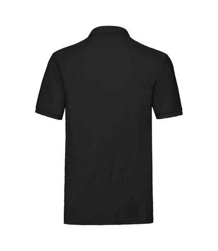 Mens premium cotton pique polo shirt black Fruit of the Loom