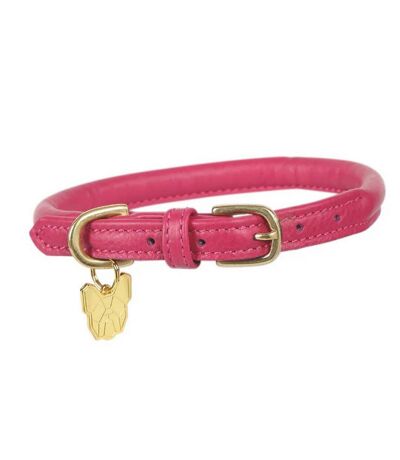 Rolled leather buckle dog collar xl neckline: 58cm-64cm pink Digby & Fox