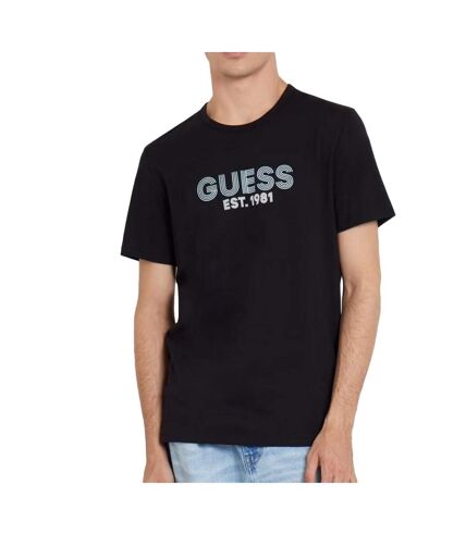 T-shirt Noir Homme Guess Design - L